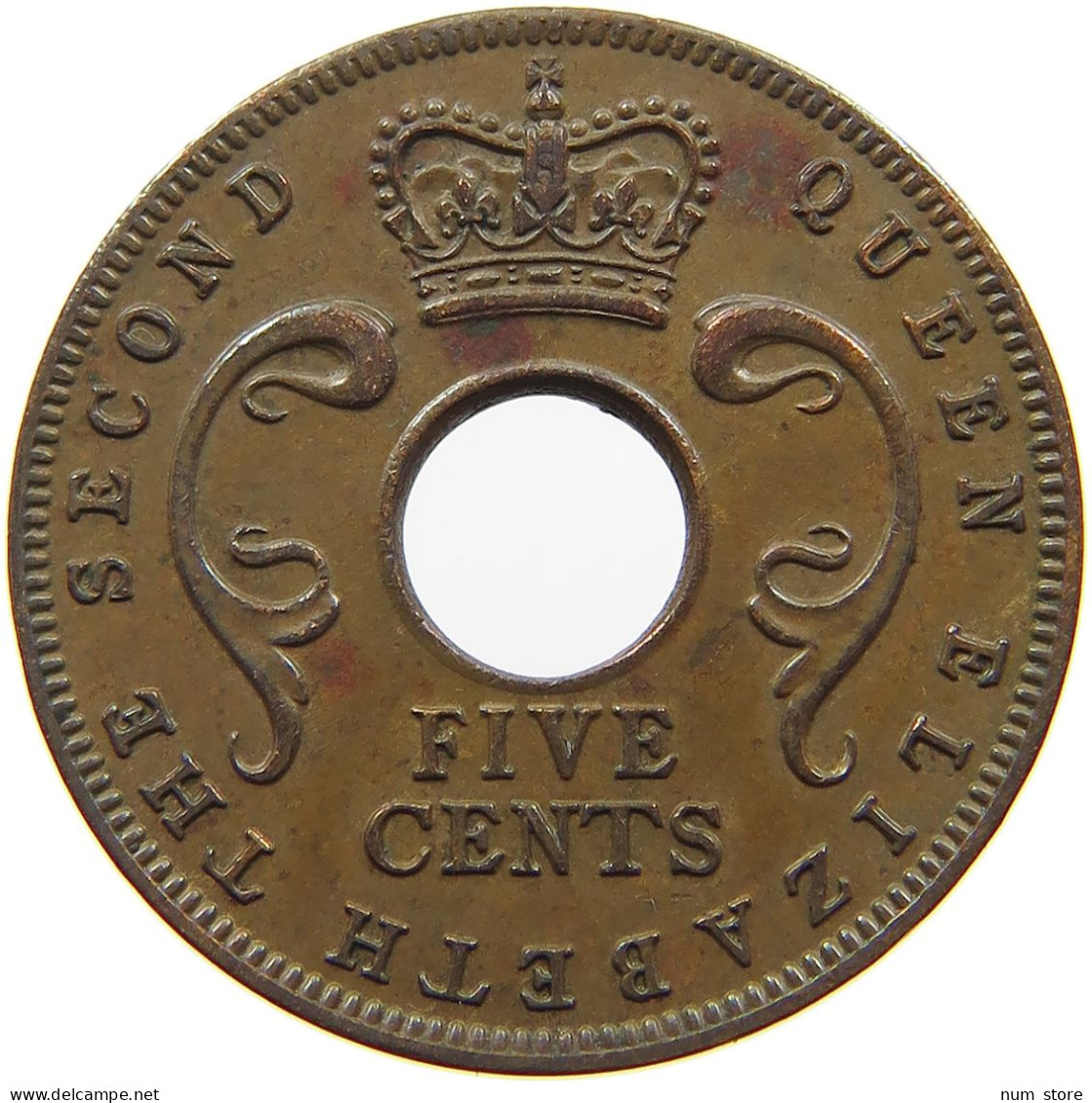 EAST AFRICA 5 CENTS 1955 Elizabeth II. (1952-2022) #a095 0211 - Ostafrika Und Herrschaft Von Uganda