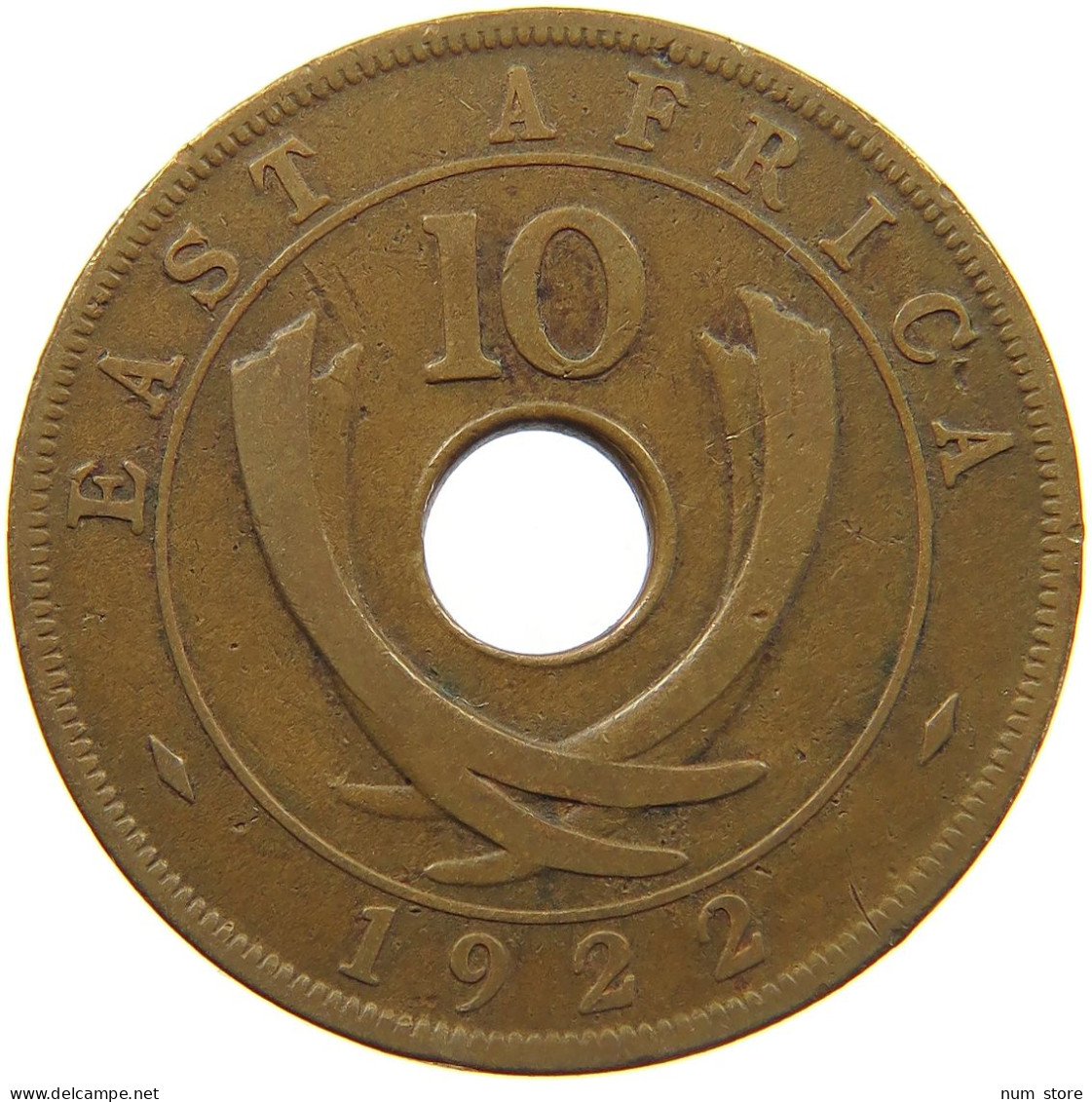 EAST AFRICA 10 CENTS 1922 George V. (1910-1936) #c014 0433 - Ostafrika Und Herrschaft Von Uganda