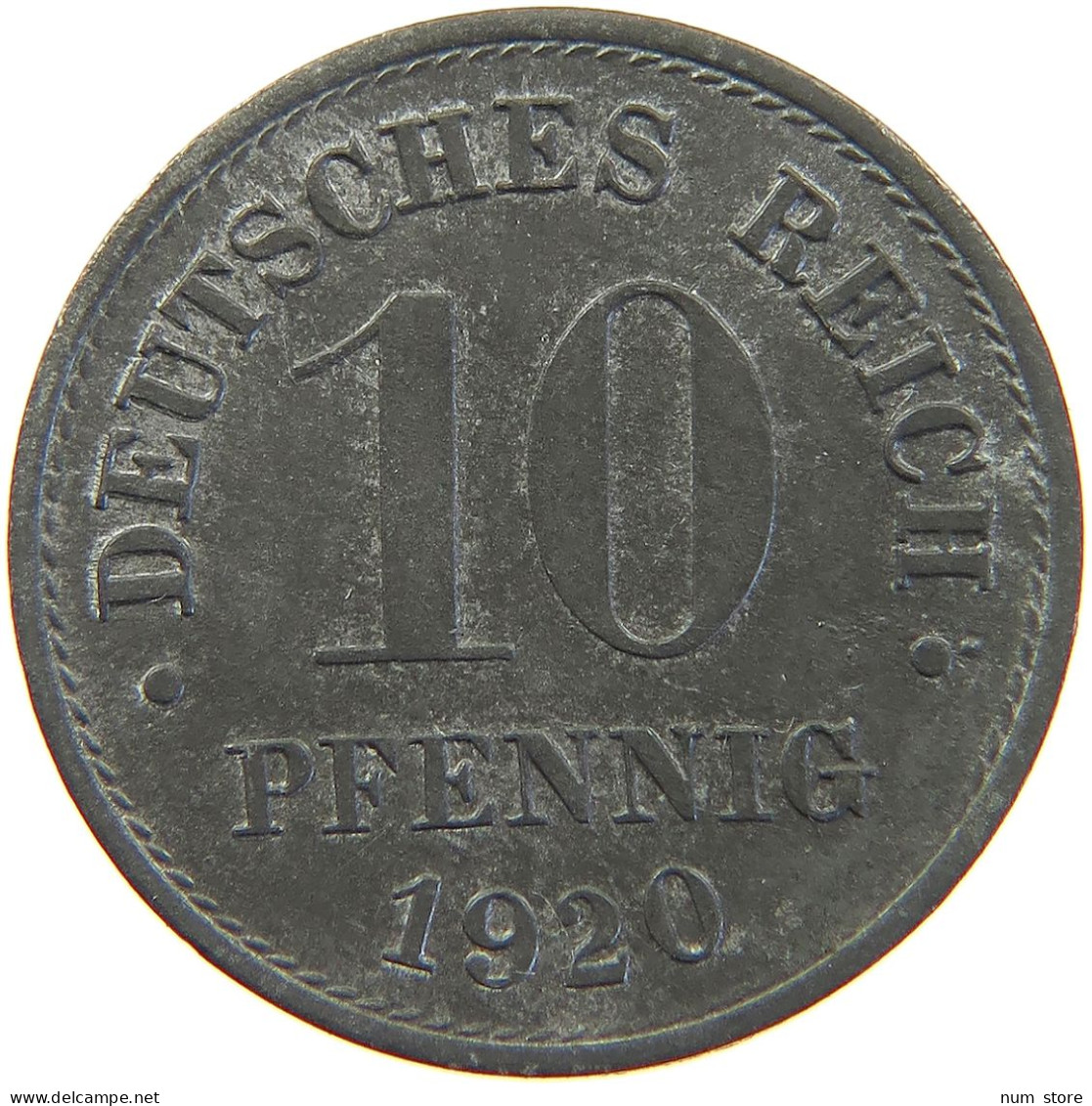 GERMANY Ersatzmünzen Des 1. Weltkrieges 10 PFENNIG 1920  #t162 0353 - 10 Renten- & 10 Reichspfennig