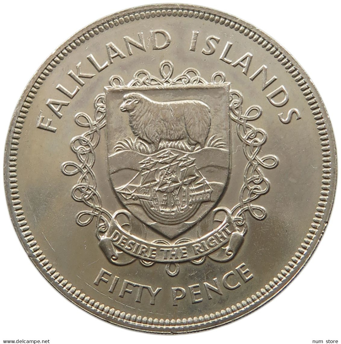 FALKLAND ISLANDS 50 PENCE 1977 Elizabeth II. (1952-) #s034 0007 - Falklandeilanden