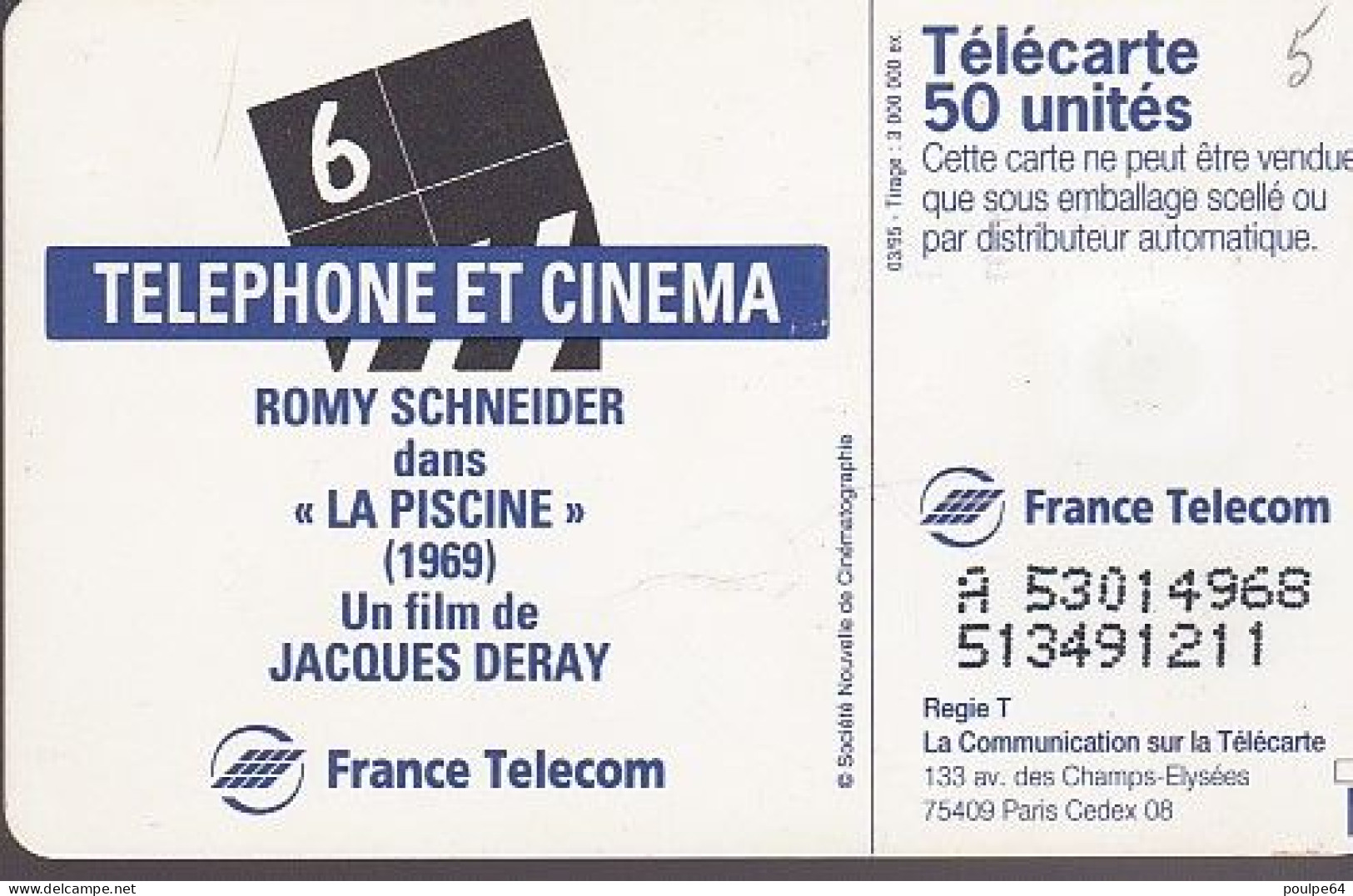 F543 - 03/1995 - ROMY SCHNEIDER - 50 SO3 - (verso : N° Deux Lignes - 2ème Ligne Vers La Gauche Sous Le A) - 1995