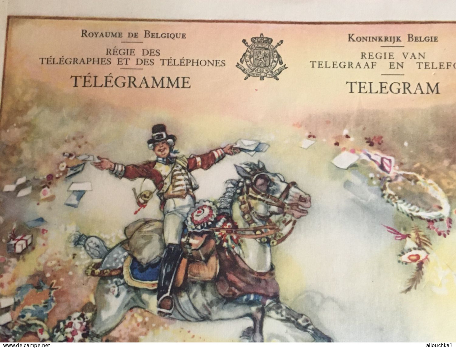 1940-WW2-Bruxelles - Telegram -Télégramme Illustré Chromo Royaume De Belgique Régie Des Télégraphes/Téléphone- - Telegramas