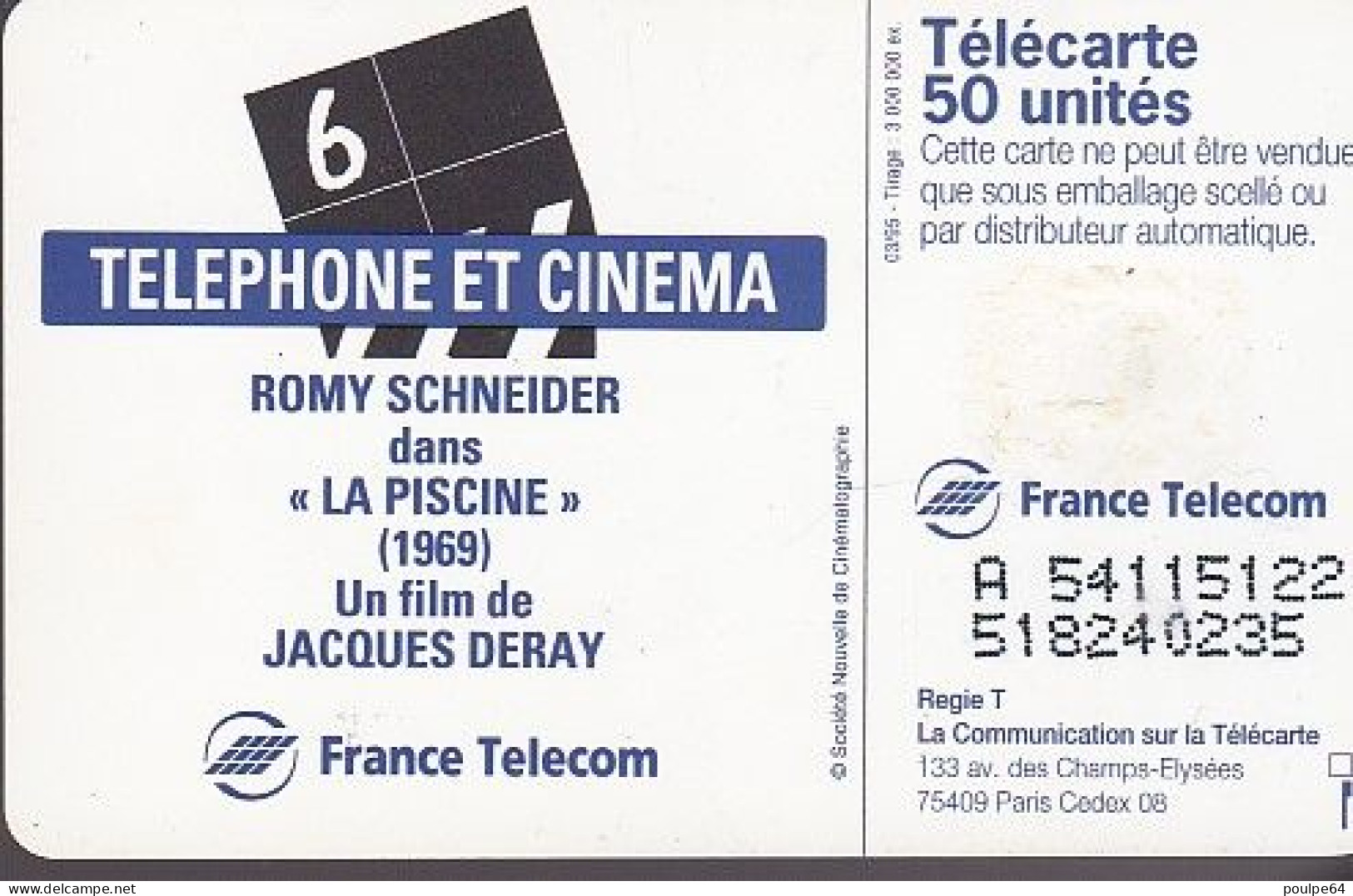 F543 - 03/1995 - ROMY SCHNEIDER - 50 SO3 - (verso : N° Deux Lignes - 2ème Ligne Vers La Gauche Sous Le A) - 1995