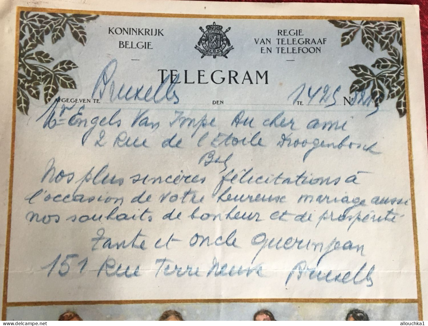 1945-WW2- Bruxelles /Uccle - Telegram -Télégramme Illustré Chromo Royaume De Belgique Régie Des Télégraphes/Téléphone- - Telegrams