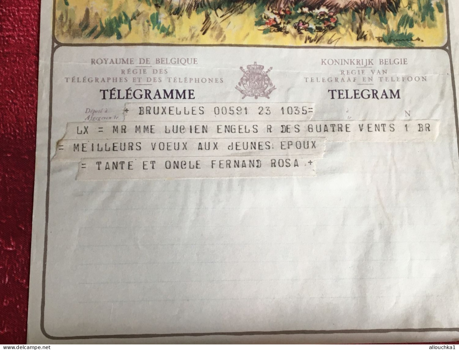 1945-WW2- Bruxelles  - Telegram -Télégramme Illustré Chromo Royaume De Belgique Régie Des Télégraphes/Téléphone- - Telegrams