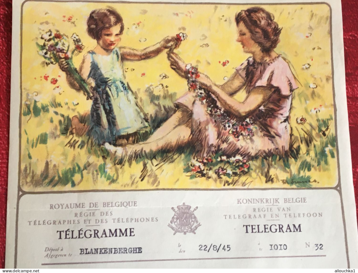 1945-WW2- Bruxelles -Forest  - Telegram -Télégramme Illustré Chromo Royaume De Belgique Régie Des Télégraphes/Téléphone- - Telegrammen