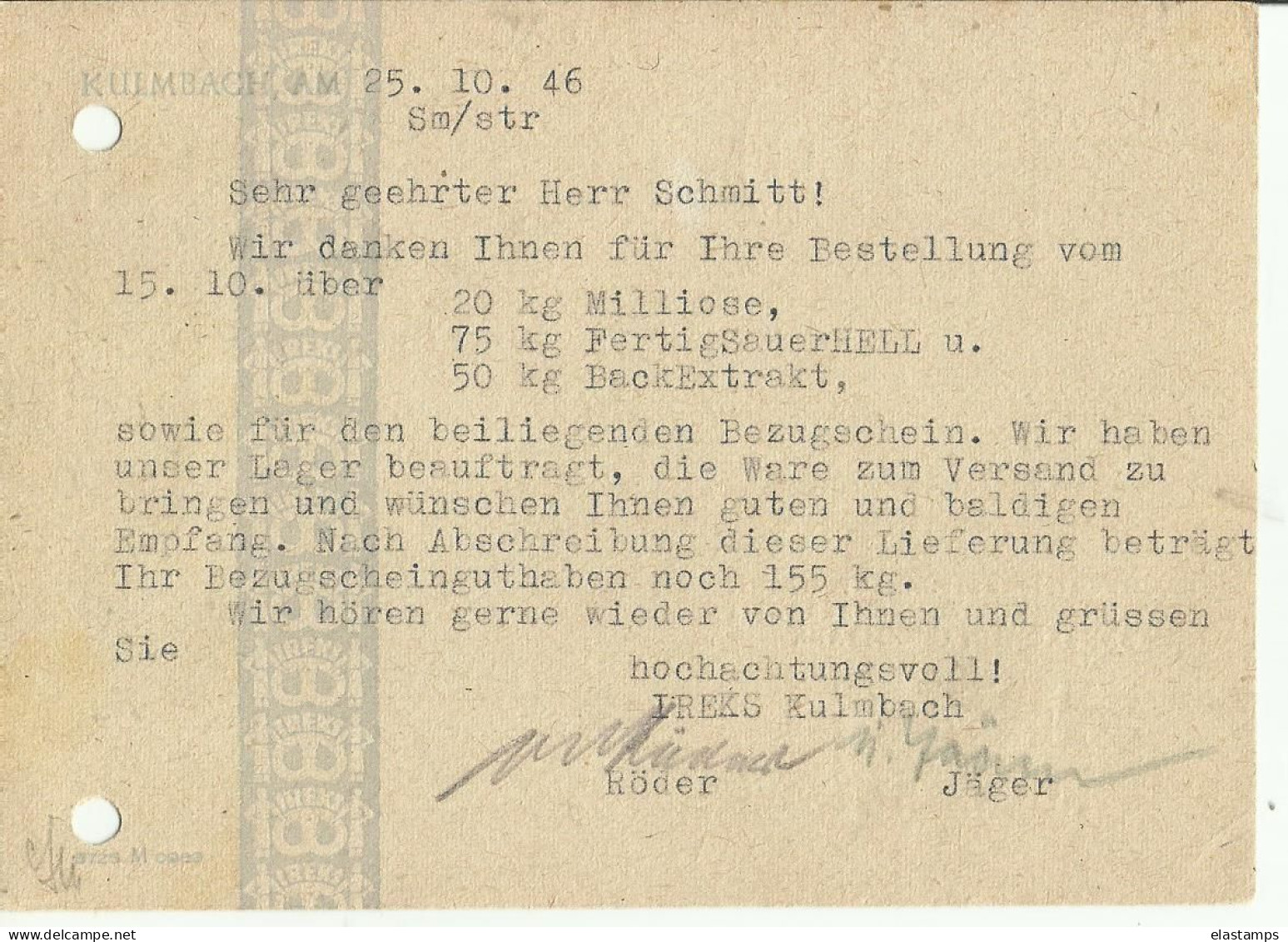 DP GS KLUMBACH 1946 - Interi Postali