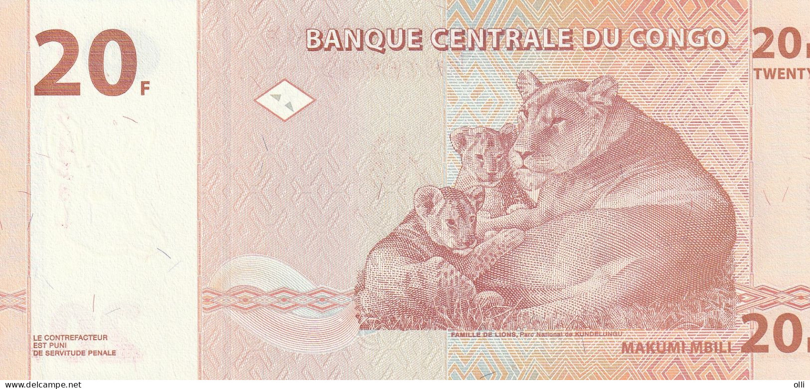 CONGO Dem:Rep. 20 Francs .1997, P-88   UNC - Demokratische Republik Kongo & Zaire