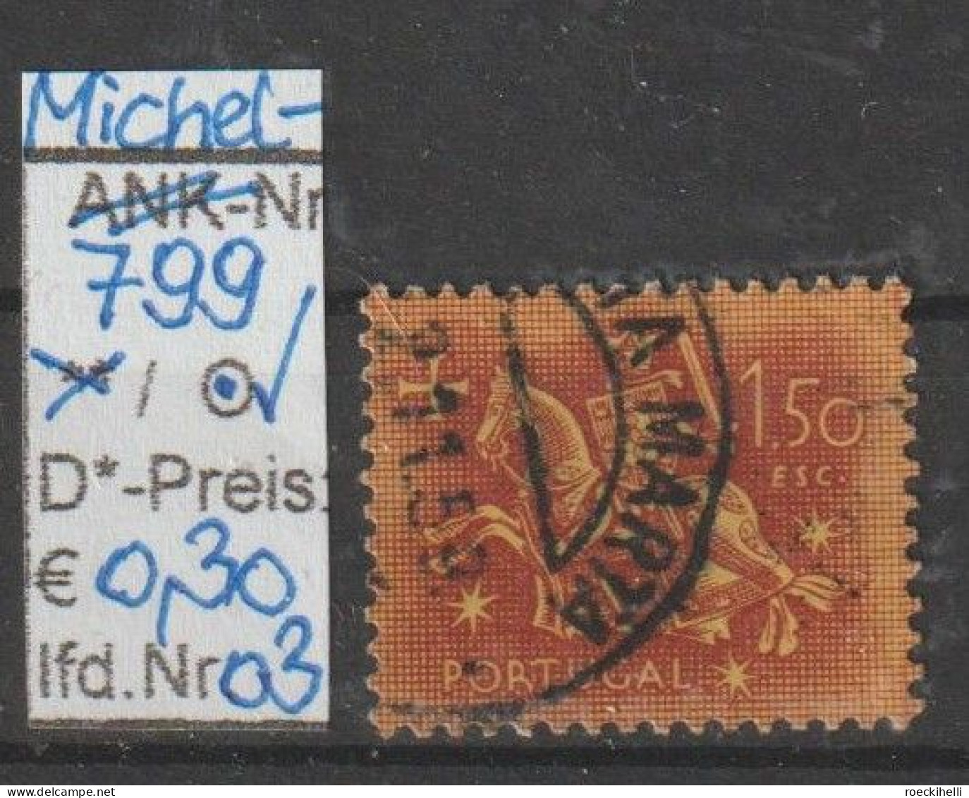 1953 - PORTUGAL - FM/DM "Ritter Zu Pferd" 1,50 E Weinrot - O Gestempelt - S.Scan  (port 799o 01-04) - Used Stamps