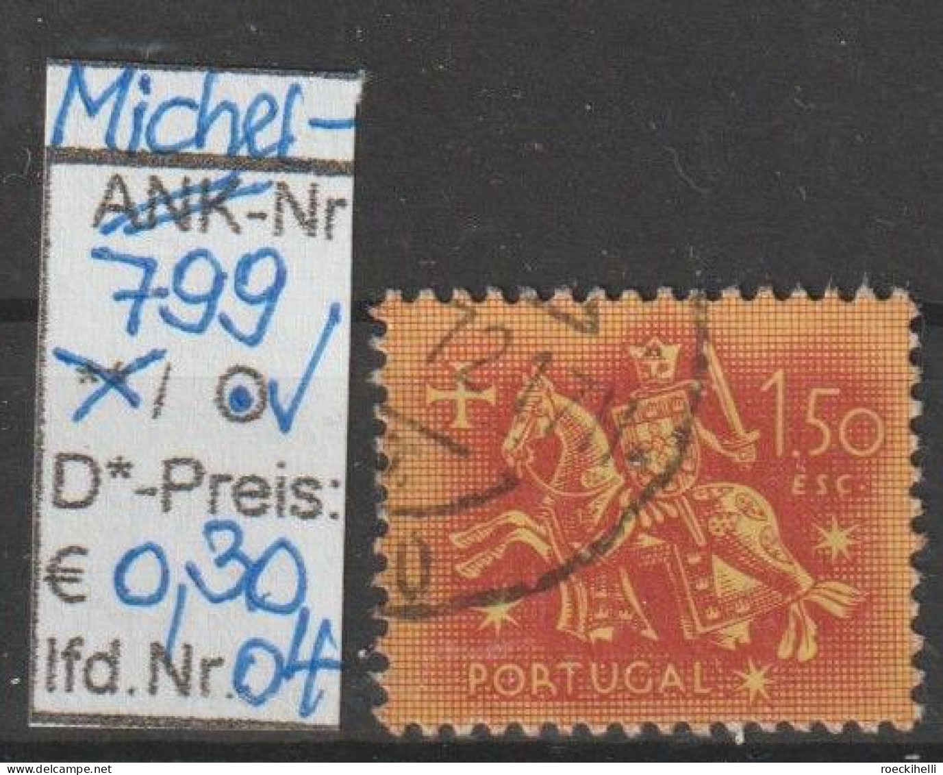 1953 - PORTUGAL - FM/DM "Ritter Zu Pferd" 1,50 E Weinrot - O Gestempelt - S.Scan  (port 799o 01-04) - Used Stamps