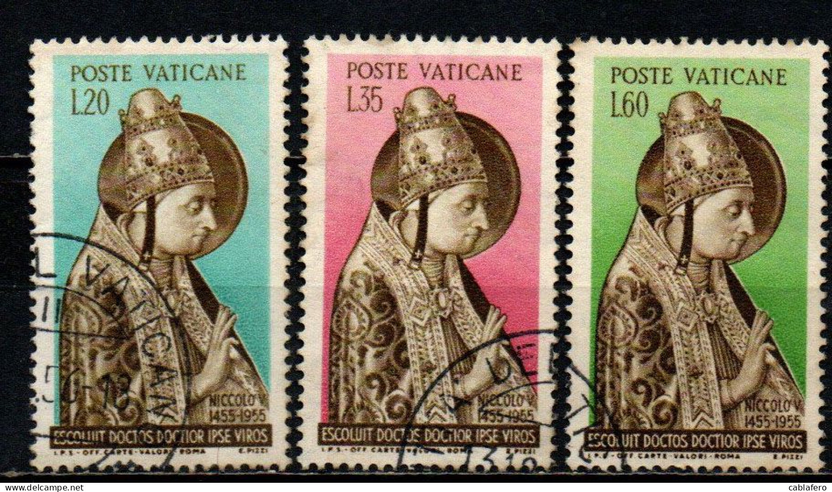 VATICANO - 1955 - PAPA NICCOLO' V - 5° CENTENARIO DELLA MORTE - RITRATTO DA UN AFFRESCO - USATI - Used Stamps