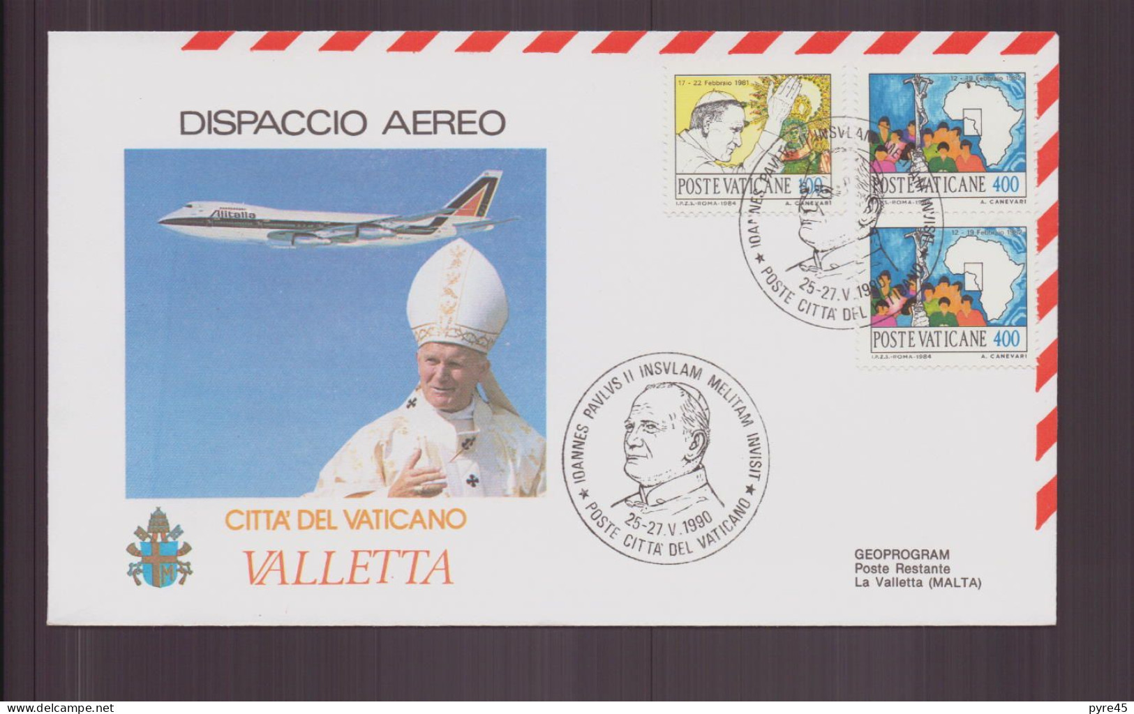 Vatican, Enveloppe Avec Cachet Commémoratif " Retour Du Pape Jean-Paul II Au Vatican " 25 Mai 1990 - Covers & Documents