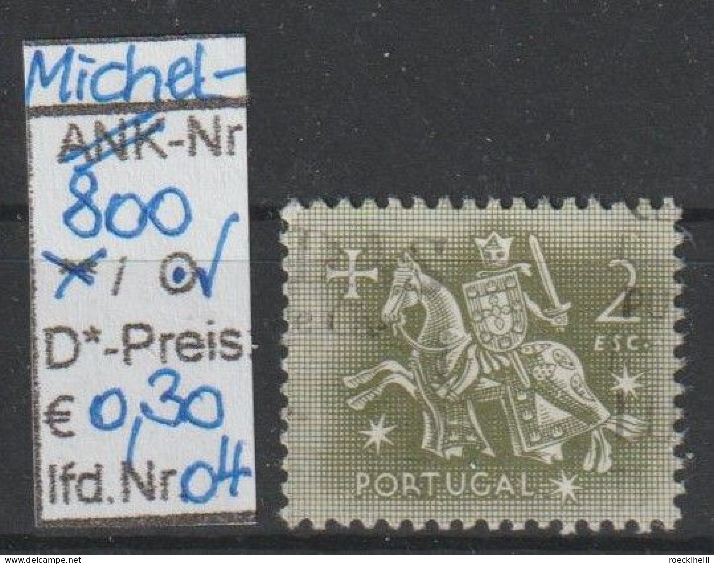 1953 - PORTUGAL - FM/DM "Ritter Zu Pferd" 2 E Dkl'grau - O Gestempelt - S.Scan  (port 800o 01-04) - Used Stamps
