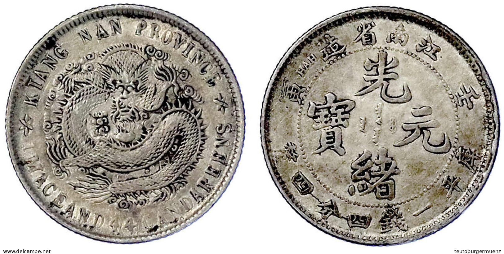 20 Cents Jen Yin = 1902 HAH, Provinz Kiangnan. Sehr Schön/vorzüglich. Lin Gwo Ming 249. - China