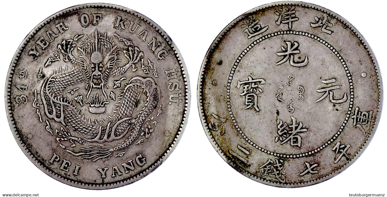 Dollar, Jahr 34 = 1908 Pei Yang (Tientsin In Chihli). Kleine Jahreszahl. Sehr Schön. Lin Gwo Ming 465. - China