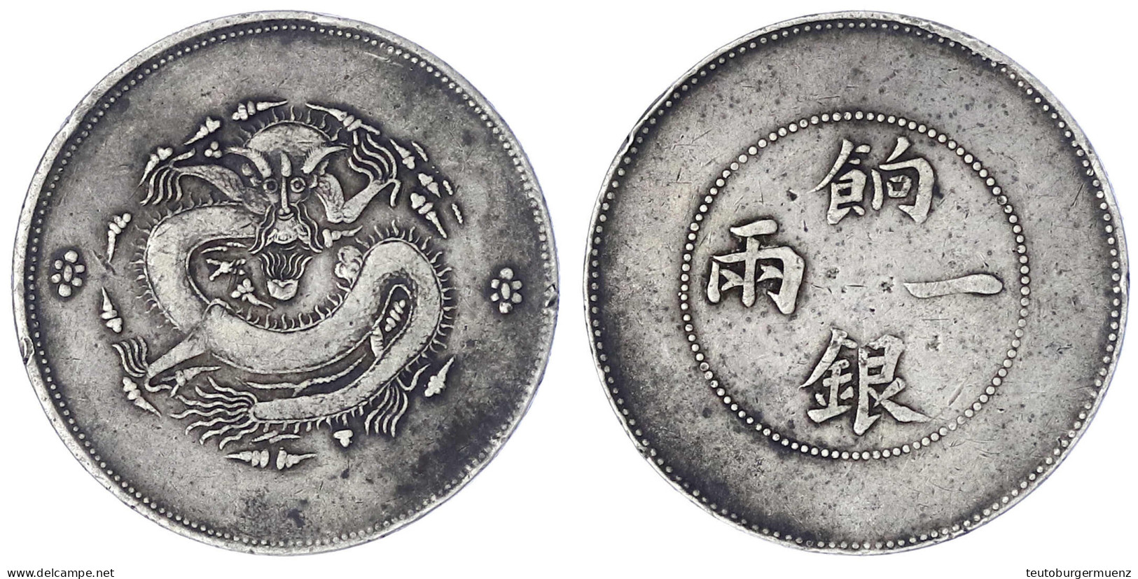 Sar (Tael) O.J. (1910). "Ration Silver", Provinz Sinkiang. 35,53 G. Fast Sehr Schön, Kl. Randfehler. Lin Gwo Ming 811. - China