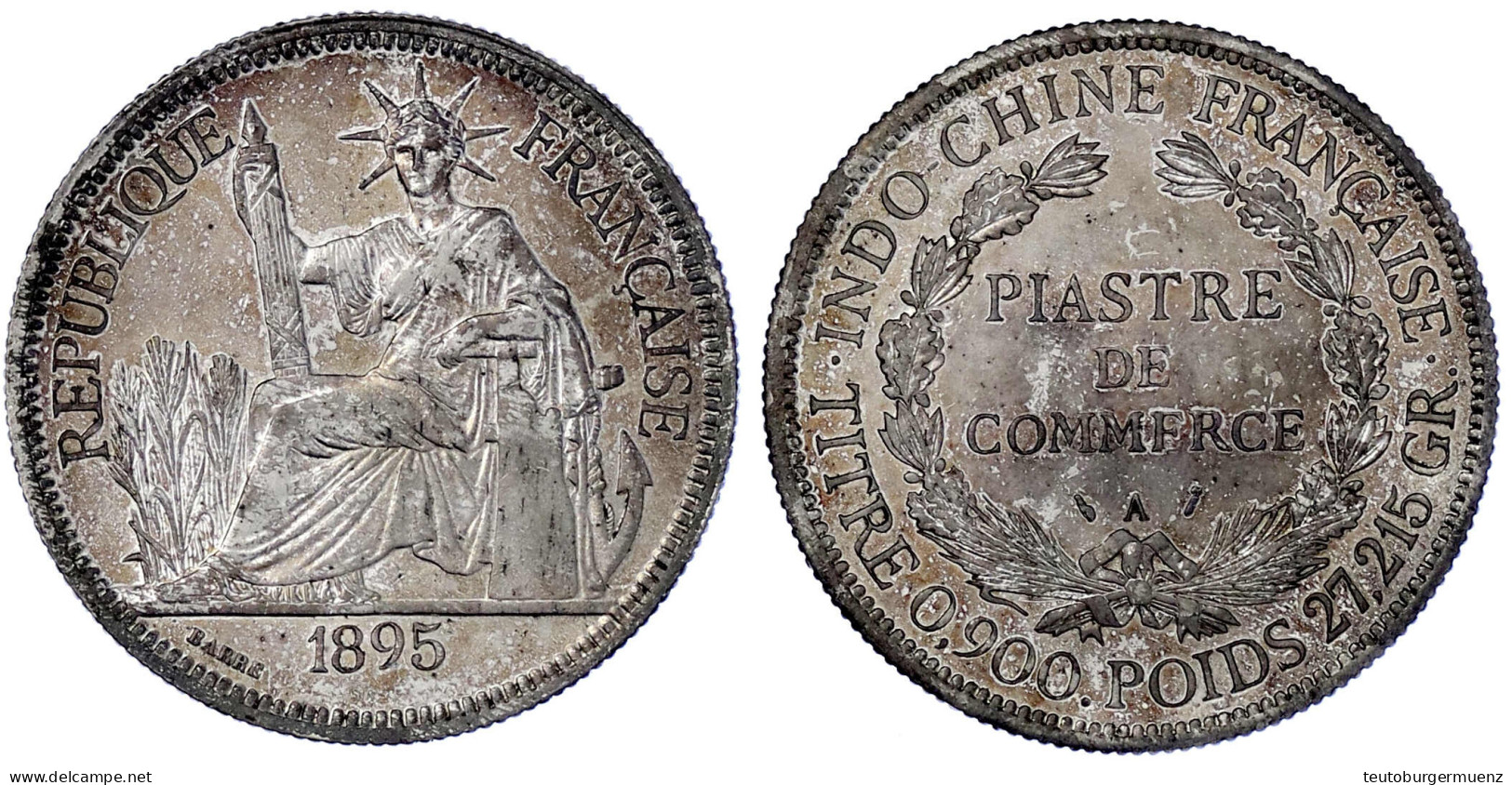 Piaster 1895 A Mit '27,215 GR'. Vorzüglich, Schöne Patina. Krause/Mishler 5. Lecompte 275. - Französisch-Indochina