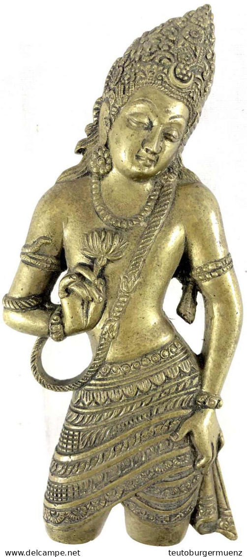 Messing-Türgriff In Form Des Shiva. 20. Jh. 18 X 8,5 Cm - India
