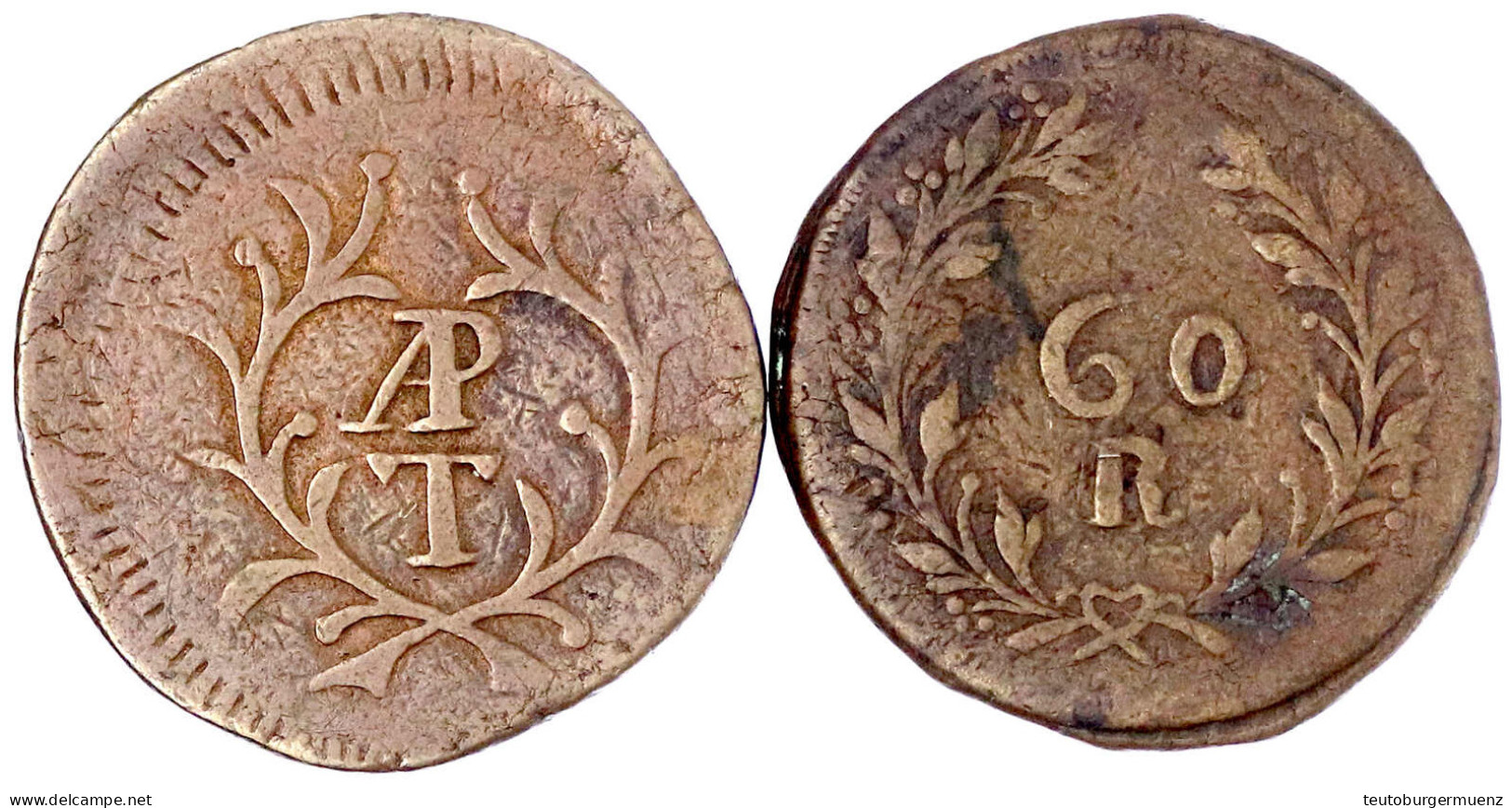 2 Kupfermünzen: 60 Reis (Tanga) O.J.(1828/1834) Und 1840. Schön/sehr Schön Und Sehr Schön - Indien