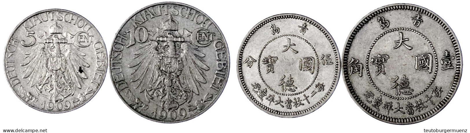 2 Münzen: 5 Cent Und 10 Cent 1909. Beide Vorzüglich. Jaeger 729, 730. - China