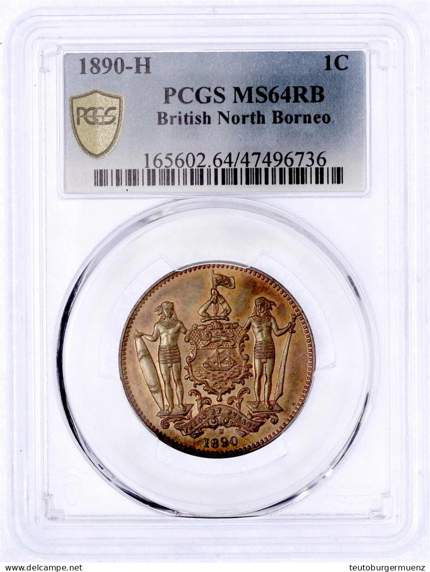 1 Cent 1890 H, Heaton. Im PCGS-Blister Mit Grading MS 64 RB. Sehr Selten In Dieser Erhaltung. Krause/Mishler 2. - Malaysie