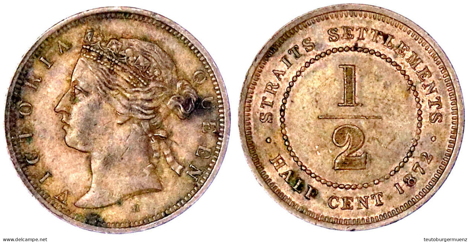 1/2 Cent 1872 H. Sehr Schön/vorzüglich, Kl. Kratzer. Krause/Mishler 8. - Malaysia