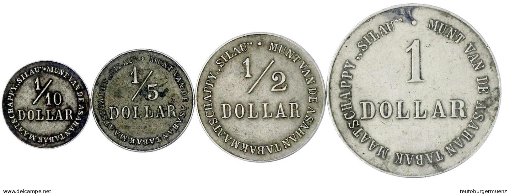 4 Stück CuNi: 1/10, 1/5, 1/2 Und 1 Dollar O.J. Alle Sehr Schön. Scholten 1124,1125,1126,1127. - Niederländisch-Indien