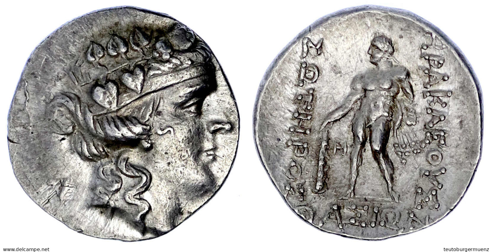 Tetradrachme 2. Jh. V. Chr. Dionysoskopf Mit Weinkranz N.r./Herakles Mit Keule Und Löwenfell Steht N.l. 16,90 G. Vorzügl - Griechische Münzen