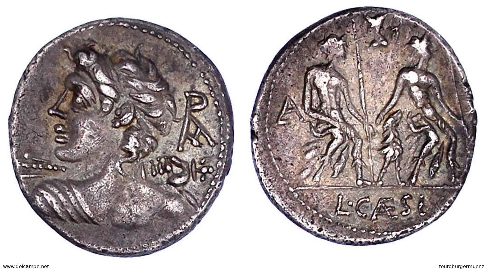 Denar 112/111 V. Chr. Apollo-Vejovis-Büste Mit Blitz In Linksgerichteter Rückansicht, Rechts Monogramm/L. CAESI. Lares P - Sonstige & Ohne Zuordnung