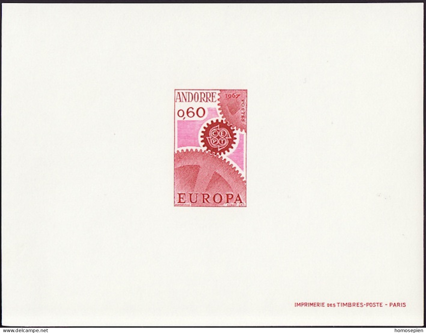 Andorre Français - Andorra épreuve 1967 Y&T N°EL180 - Michel N°DP200 *** - 60c EUROPA - Briefe U. Dokumente