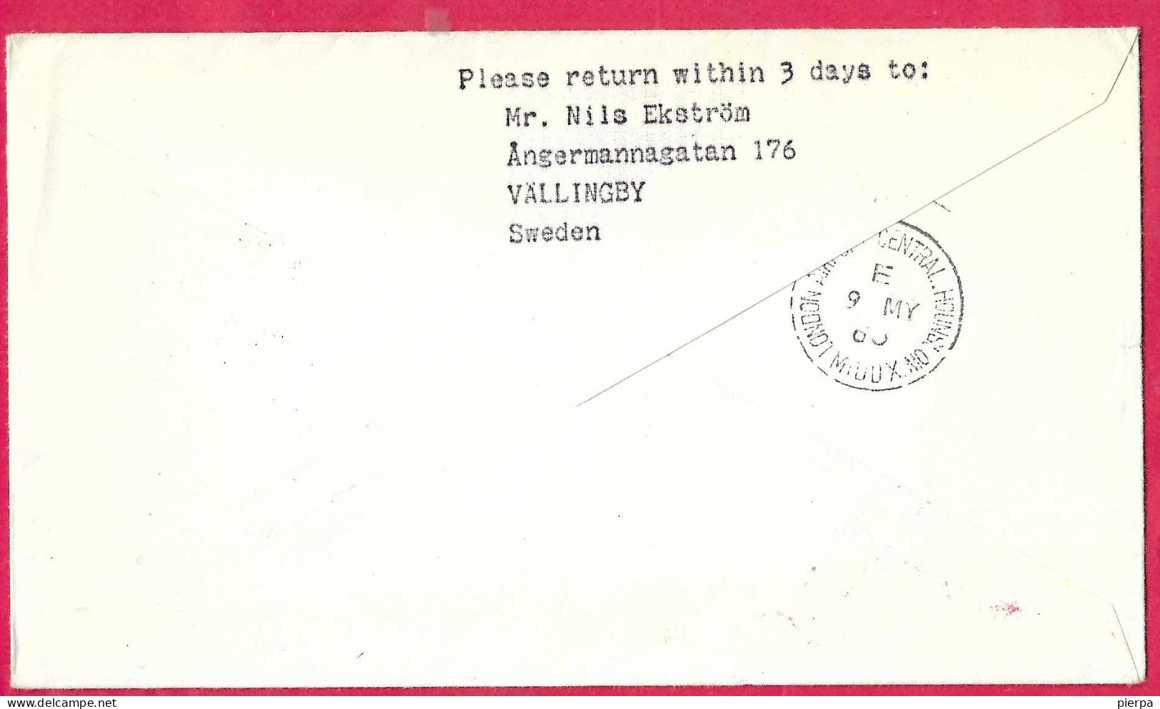 DANMARK - FIRST CARAVELLE FLIGHT - SAS - FROM KOBENHAVN TO LONDON *7.5.60* ON OFFICIAL COVER - Airmail