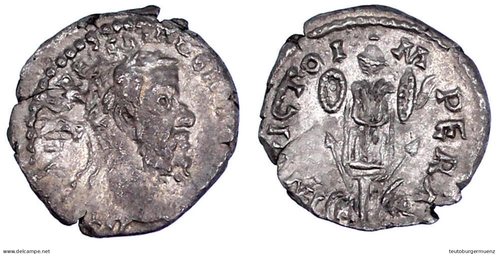 Denar 193 Antiochia. Bel. Kopf R./INVICTO IMPERA. Tropaeum. 2,68 G. Sehr Schön/vorzüglich, Sehr Selten Exemplar NAC Aukt - Sonstige & Ohne Zuordnung