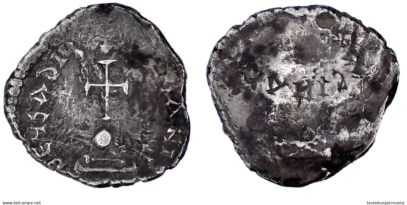 Hexagramm 642/647. Verprägung: Die Reversprägung (Kreuz Auf Globus Und Stufen) Dezentriert Inkus Auf Dem Avers. 5,43 G.  - Byzantinische Münzen