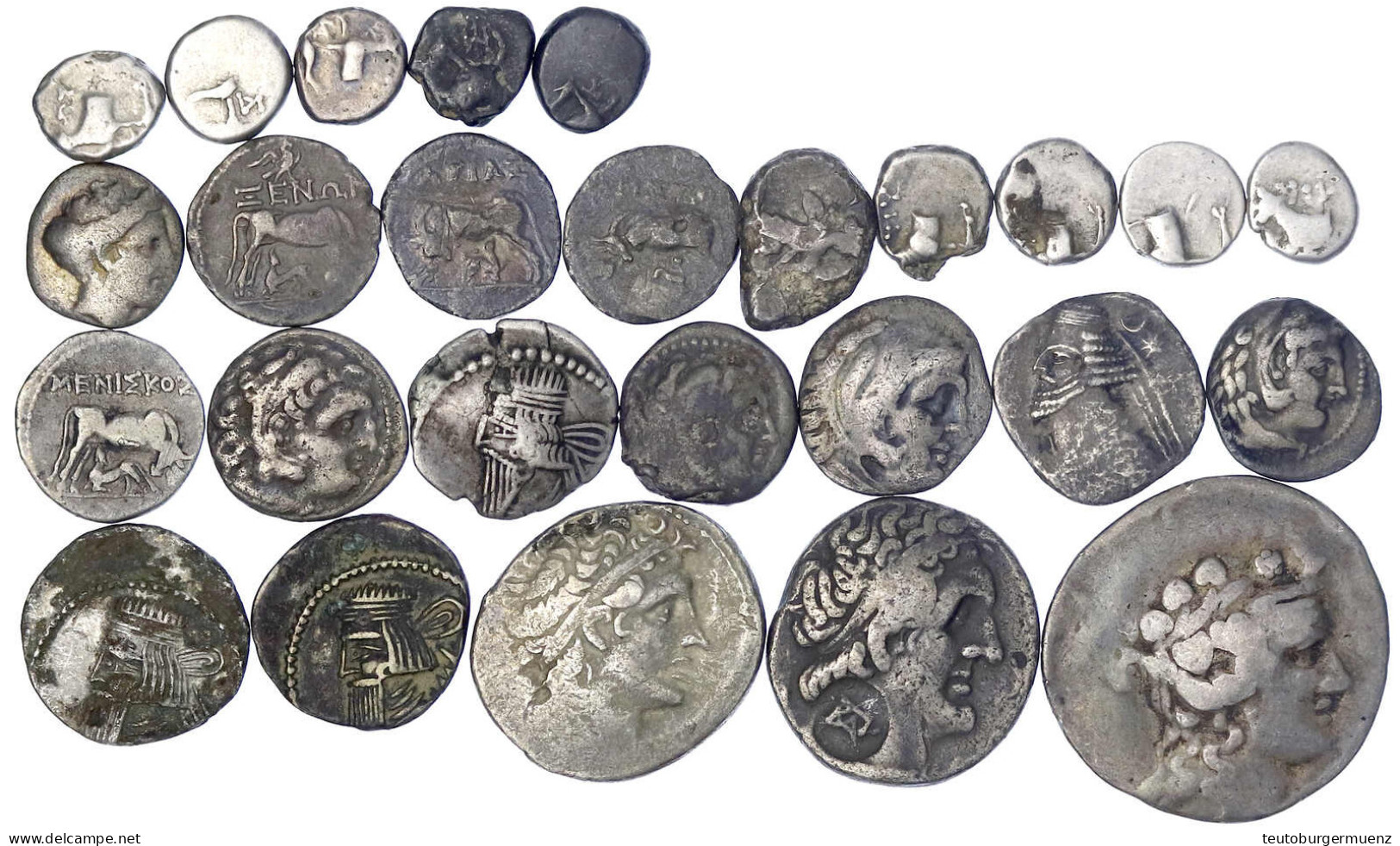 26 Griech. Silbermünzen, Vom Diobol Bis Zur Tetradrachme. U.a. Ägypten, Makedonien, Thasos, Parther, Illyrien, Etc. Geri - Greek