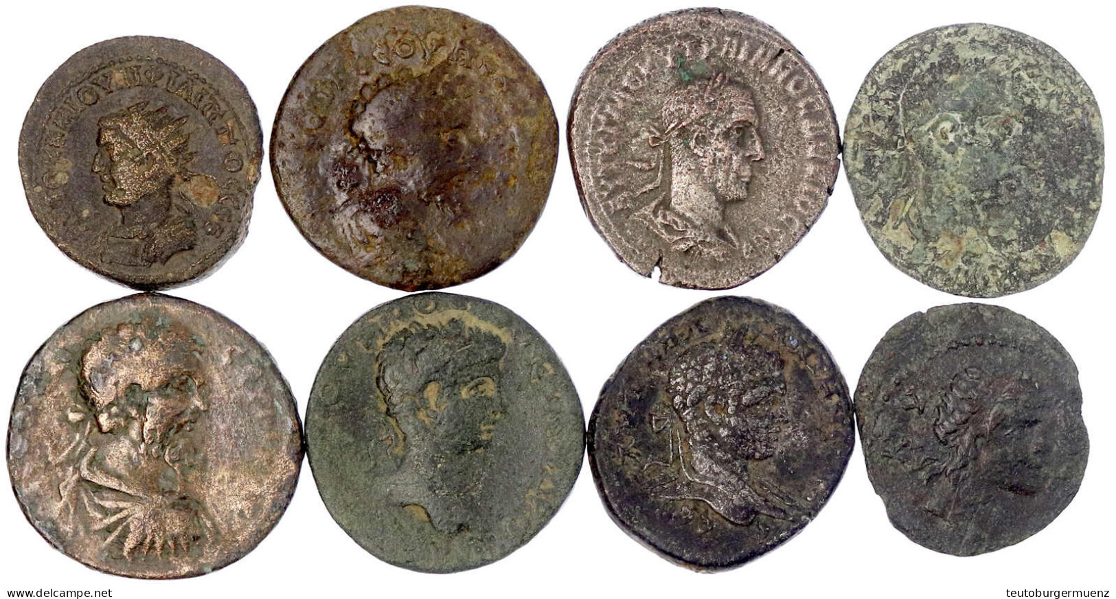 8 Provinzialröm. Münzen, U.a. Seleukis/Pieria Tetradrachme Trajan Decius, Elagabal, 2 Bronzemünzen Mit Tempeldarstellung - Other & Unclassified