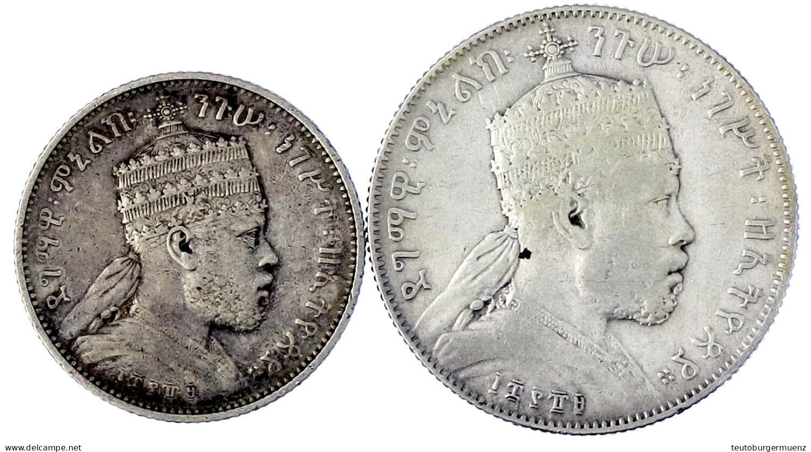 2 Stück: 1/4 Und 1/2 Birr EE 1889 A = 1897. Sehr Schön Und Schön/sehr Schön. Krause/Mishler 14 Und 15. - Ethiopia