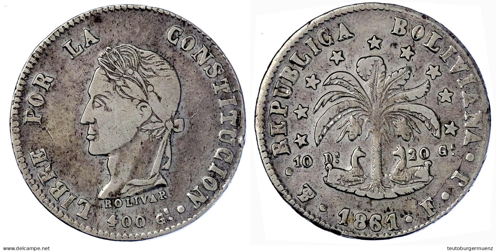 8 Soles 1861 FJ Potosi. Sehr Schön. Krause/Mishler 138.6. - Bolivie