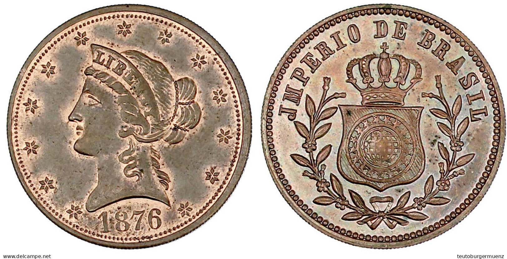 Cent-Probe (?) 1876 In Kupfer, 26 Mm, 7,23 G. Büste Der Liberty Umkreist Von 13 Sternen Und Jahreszahl (in Anlehnung An  - Brazil