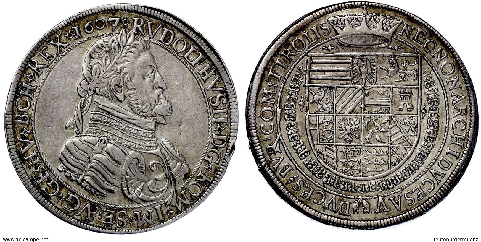Reichstaler 1607, Hall. Brustbild Mit Großer Harnischverzierung. 28,44 G. Gutes Sehr Schön, Zwei Kl. Randkerben. Davenpo - Gold Coins