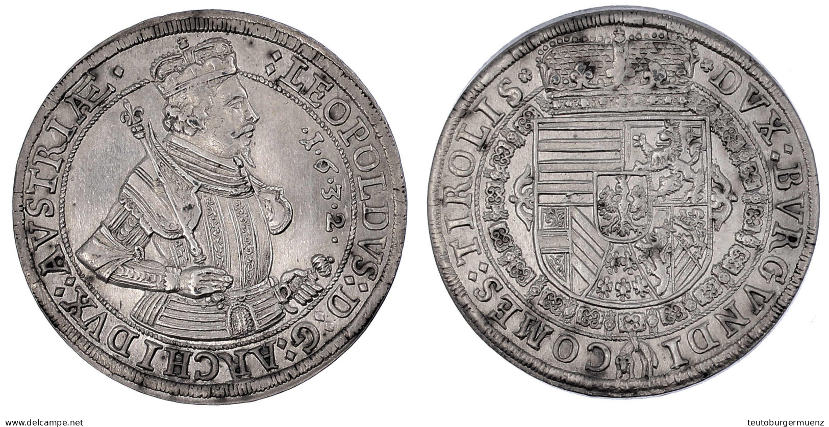 Reichstaler 1632, Hall. Mit Schmalem Hüftbild. 28,70 G. Gutes Vorzüglich. Voglhuber 183/IV Var. Davenport. 3338. - Goldmünzen