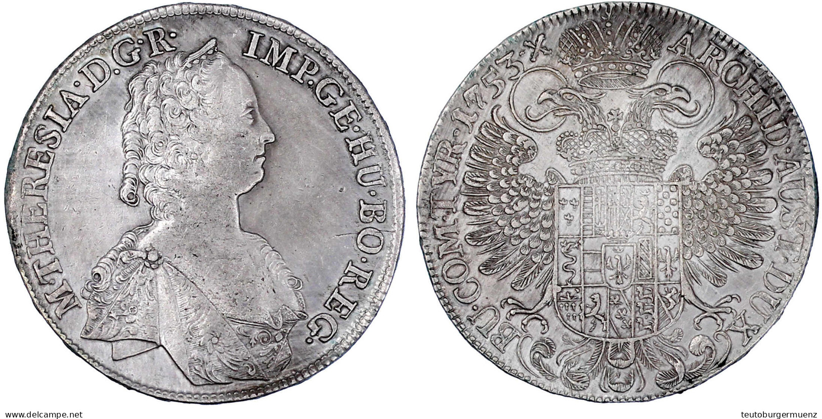 Konventionstaler 1753, Hall. 27,95 G. Sehr Schön/vorzüglich, Gereinigt. Herinek 445. Davenport. 1121. - Pièces De Monnaie D'or