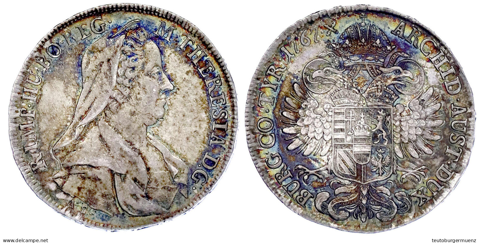 1/2 Konventionstaler 1767, Hall. 13,90 G. Vorzüglich, Schöne Patina. Herinek 661. - Gold Coins
