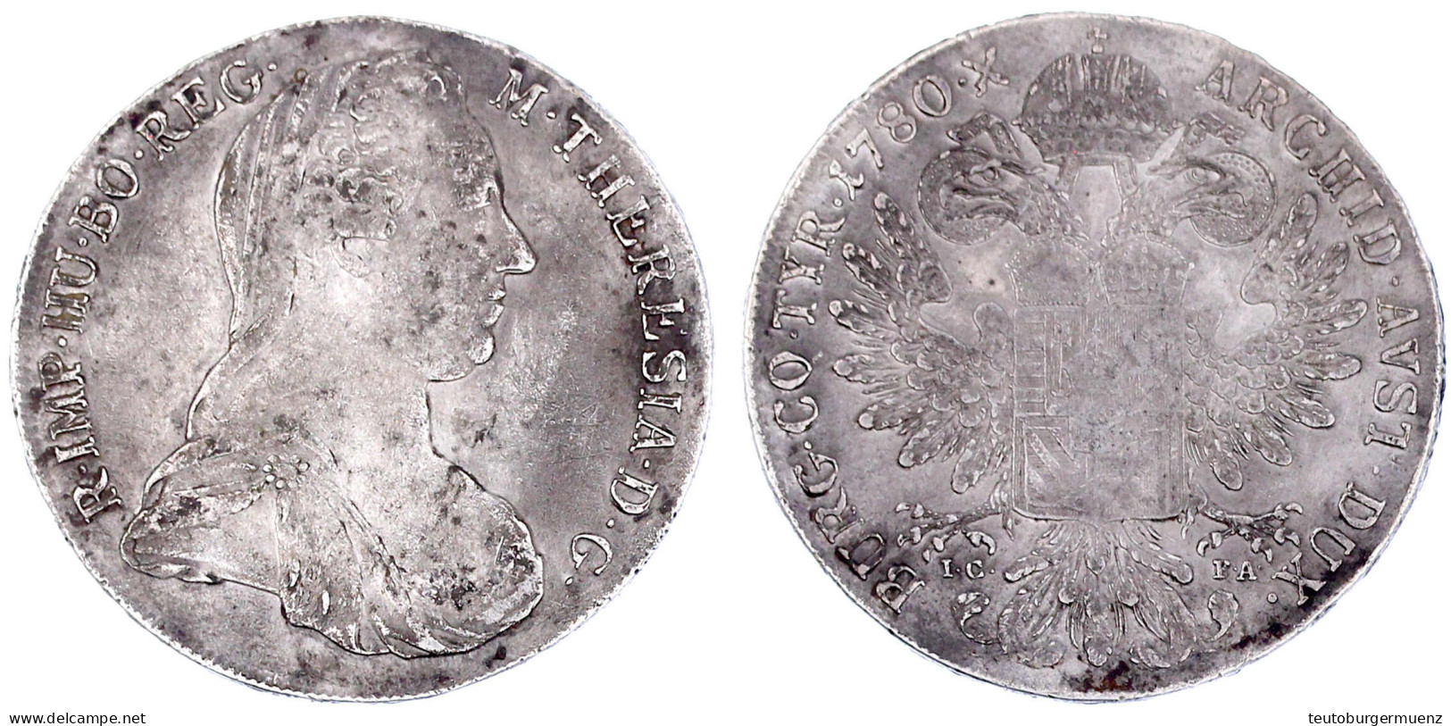 Maria-Theresien-Taler 1780 ICFA Nachprägung Wien 1795-1803. Sehr Schön. Hafner 19d. - Pièces De Monnaie D'or