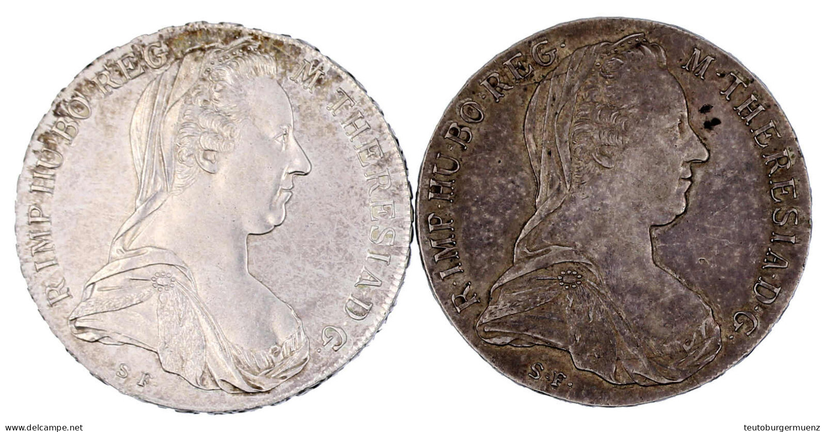 2 X Maria-Theresien-Taler 1780 SF Nachprägung Wien 1930-1945. Vorzüglich/Stempelglanz, Einmal Schöne Patina. Hafner 57. - Goldmünzen