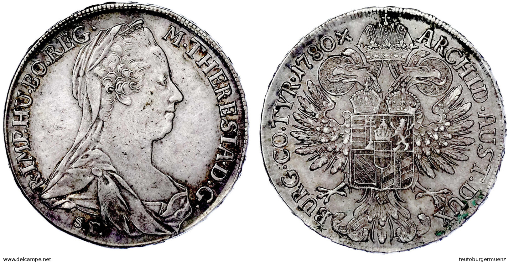 M.-T.-Taler 1780 SF, Frühe Neuprägung V. 1781/1788, Günzburg. 28,00 G. Sehr Schön/vorzüglich. Hafner 37c. - Pièces De Monnaie D'or