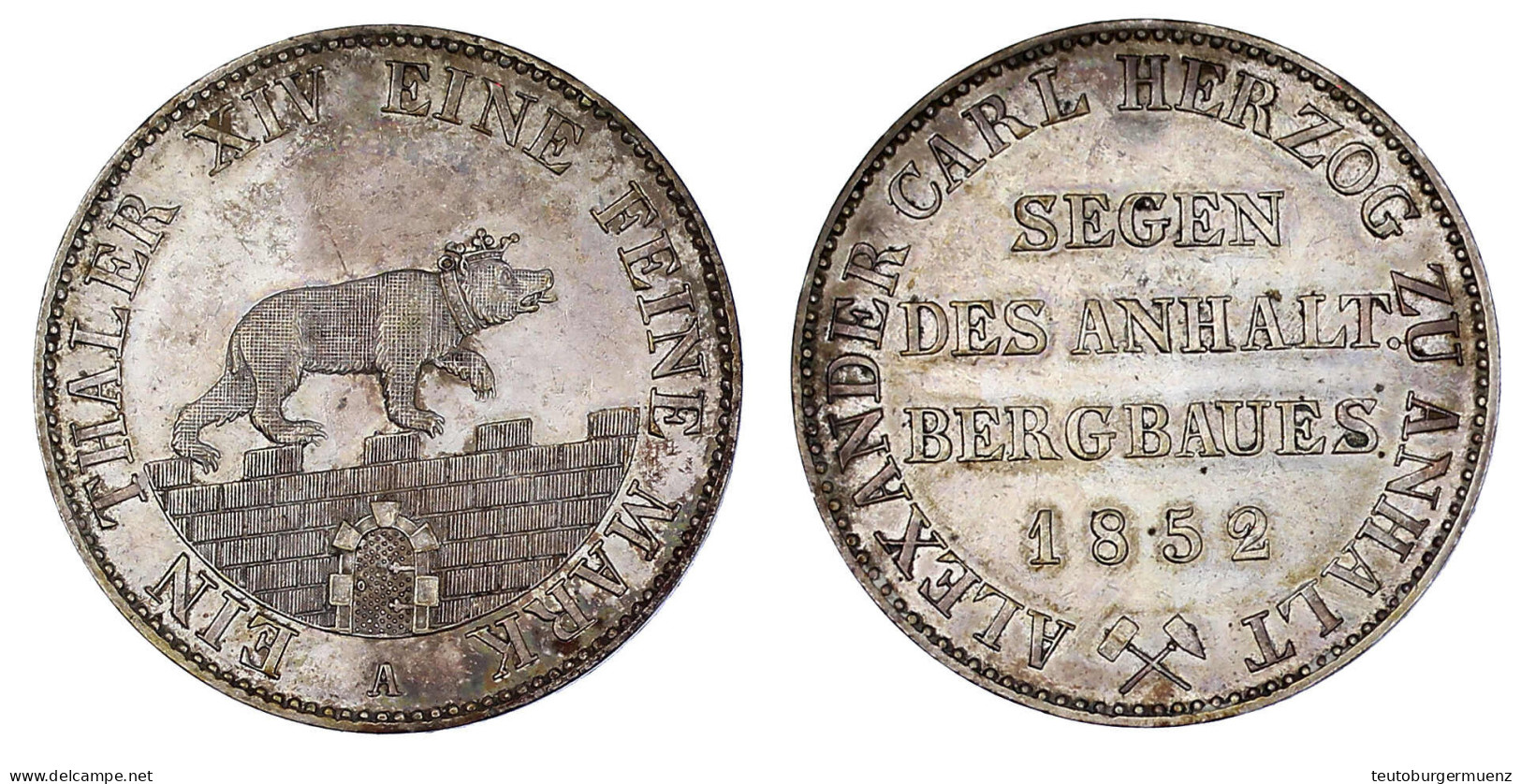 Ausbeutetaler 1852 A. Gutes Vorzüglich Aus Erstabschlag, Schöne Patina. Jaeger 66. Thun 3. AKS 16. Davenport. 504. - Pièces De Monnaie D'or