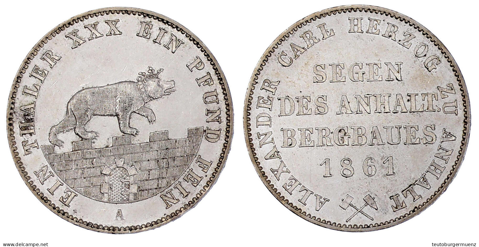 Ausbeutetaler 1861 A. Vorzüglich/Stempelglanz Aus Erstabschlag. Jaeger 73. Thun 6. AKS 17. - Pièces De Monnaie D'or