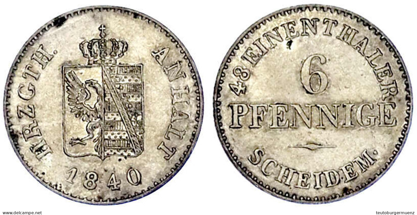 6 Pfennige 1840. Vorzüglich/Stempelglanz. Jaeger 62. AKS 24. - Gold Coins