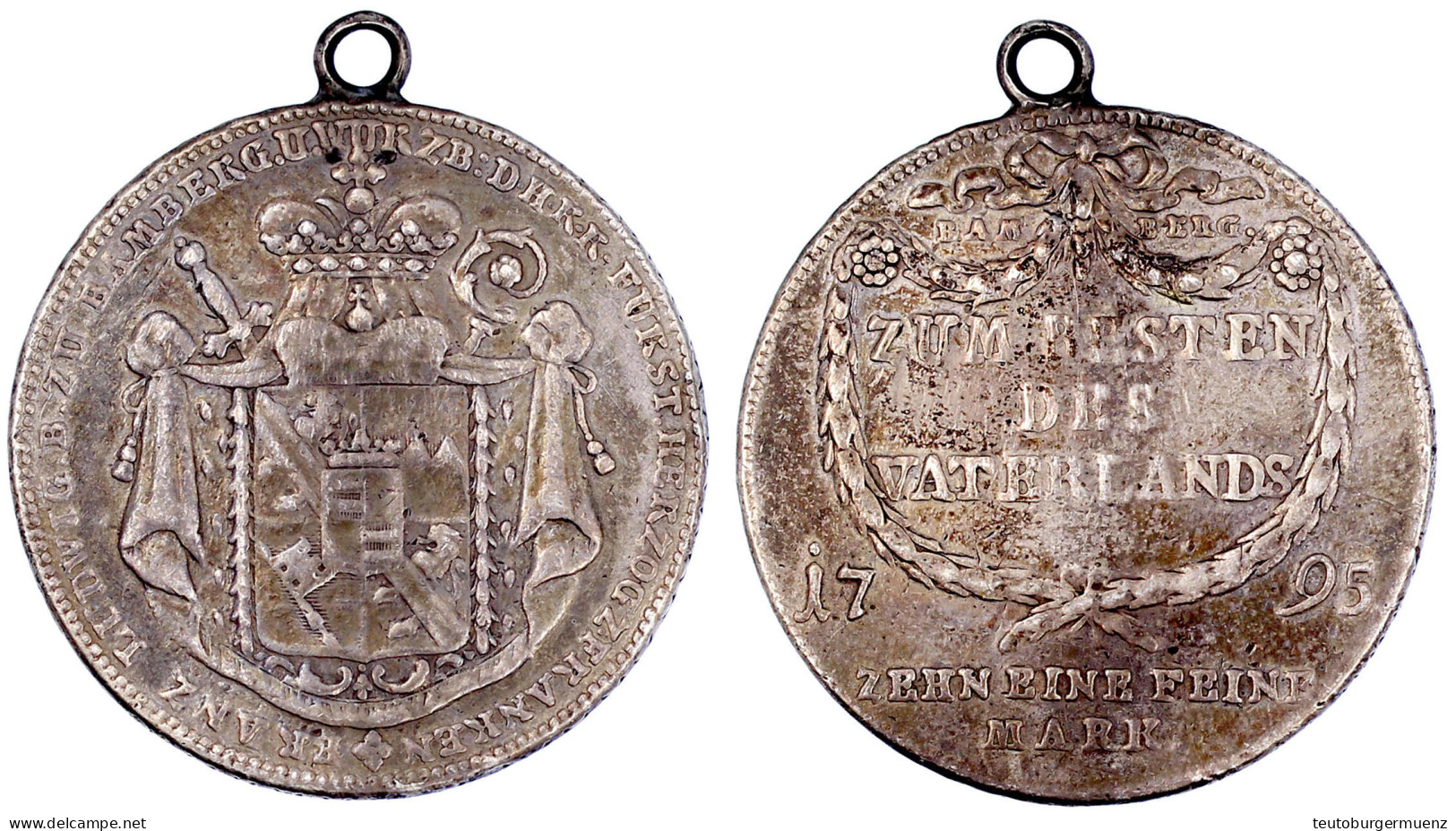 Kontributionstaler 1795. "Zum Besten Des Vaterlands". Gemacht Aus Dem Silberservice Des Bischofs. 27,87 G. Sehr Schön, G - Gold Coins