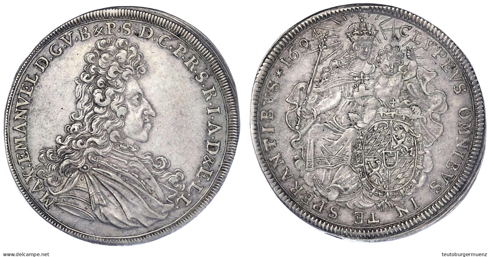 Reichstaler 1694. Brustb. Mit Langer Perücke N.r./Madonna Hinter Wappen. 29,12 G. Sehr Schön/vorzüglich. Hahn 199. Witte - Gold Coins